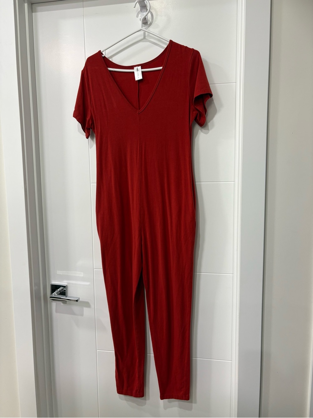 Smash + Tess Deep Red V-Neck Short Sleeve Jumpsuit